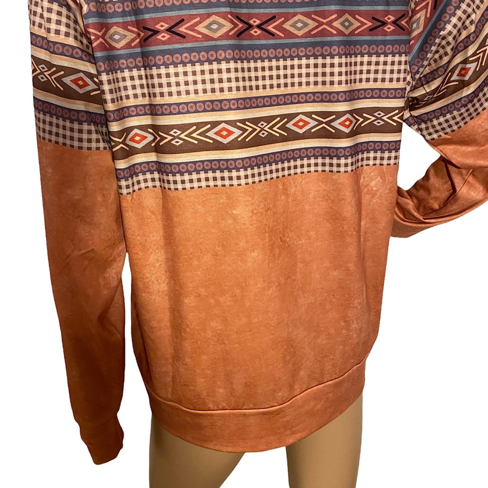 🆕 EXCLUSIVE  | SOUTHWESTERN CHECKERED SWEATSHIRT TOP  SZ L - Picture 10 of 15